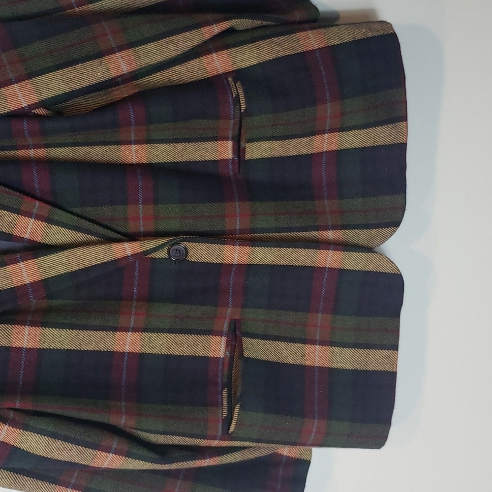 Vintage Plaid Blazer - Red, Green, Tan - Picture 5 of 7